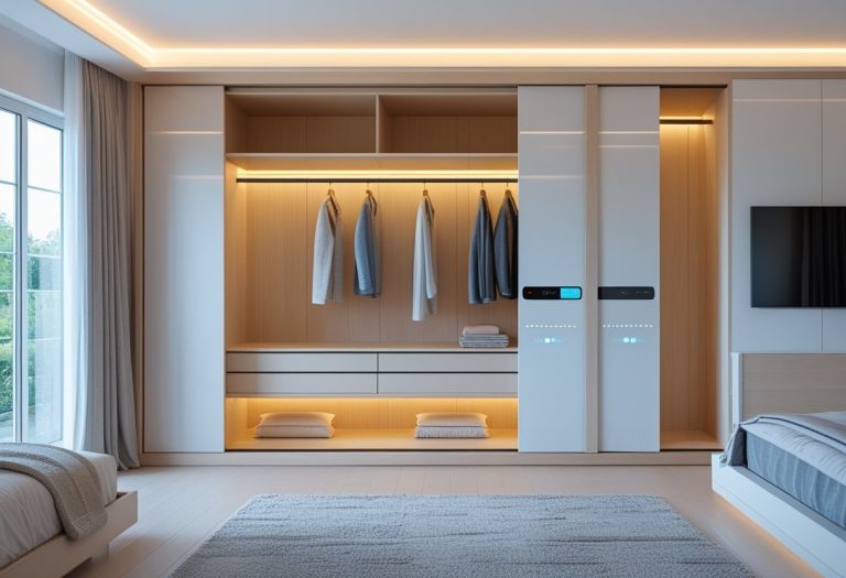 Elegant Modern Wardrobe with Vanity and Integrated Storage