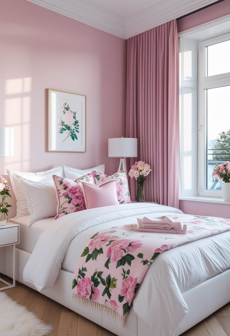 Chic Pink & White Bedroom Déco