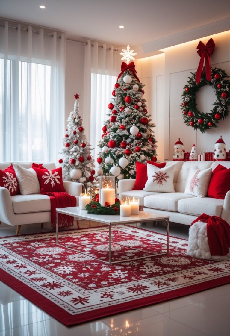 Red & White Christmas Living Room