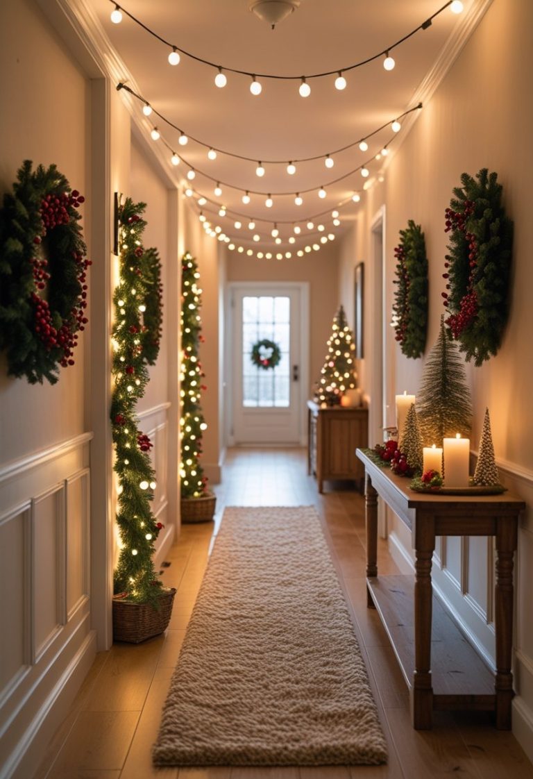 Cozy Hallway Christmas Lights