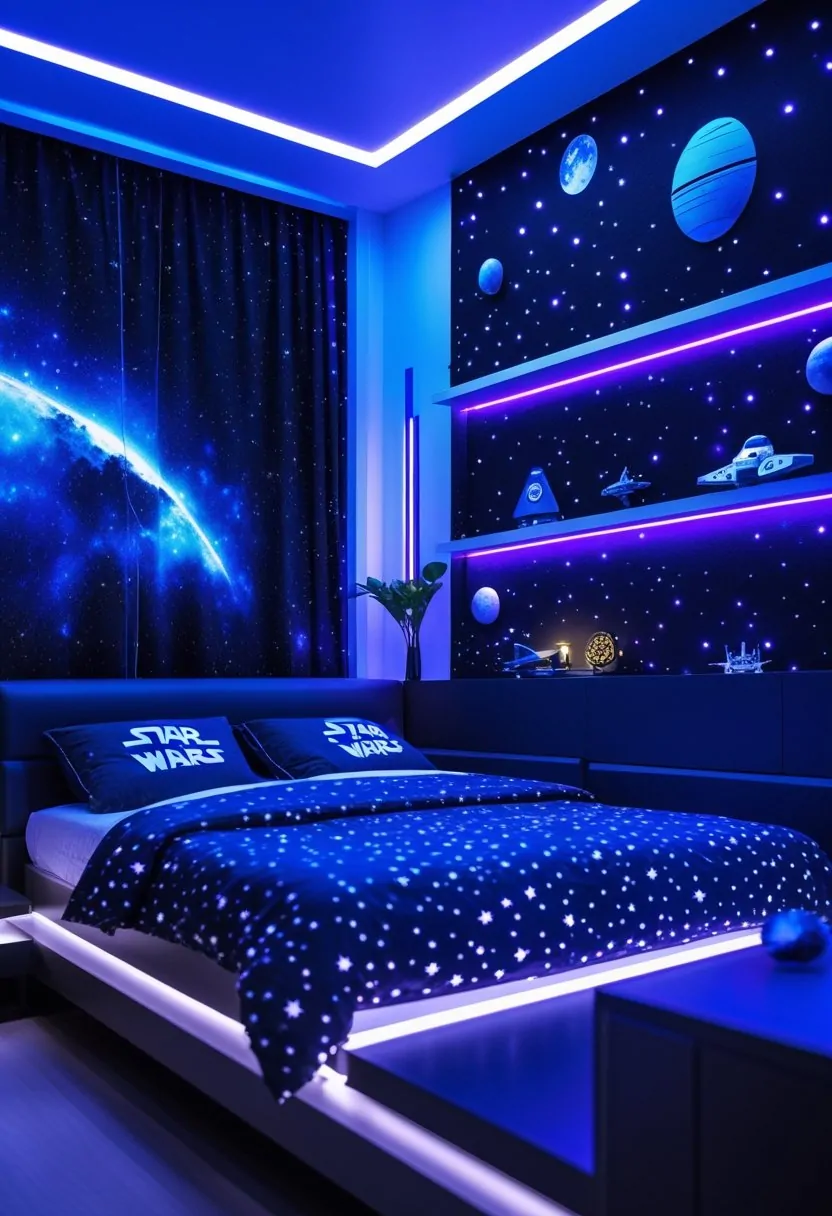 Star Wars Bedroom Ideas with Modern LED \u0026 Sci-Fi Style, image size:832x1216